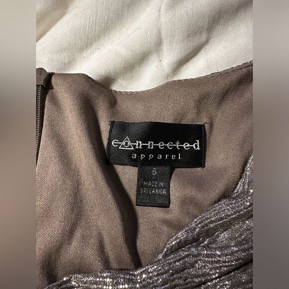 Connected Apparel silver cowl neck long gown SZ 6 - Picture 3 of 5